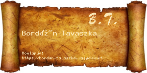 Bordán Tavaszka névjegykártya